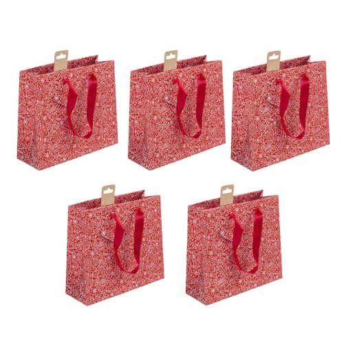Clairefontaine 212917Cpack - Packung mit 5 Geschenktaschen Premium, Format XL Shopper 32x13x24,5 cm, 170g, Rot Weiß, 1 Pack