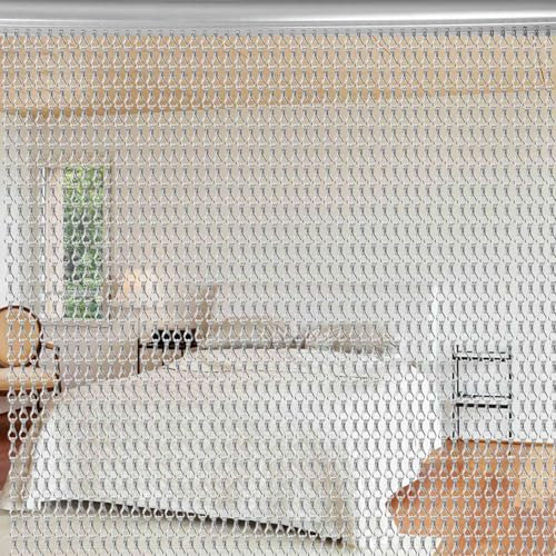 Acouto Aluminium Metal Chain Strip Curtain Fly Control Door Screen for Room Dividers - Easy to Remove and Install