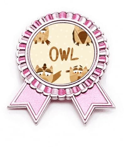 Broche en forme de chapeau de verre en forme de chouette Rose, M, Métal