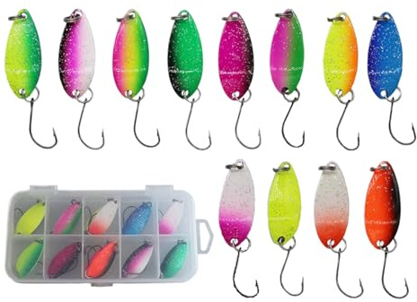 Esca di Paillettes Singola Amo - Amo Semplice Cucchiaio Esca Metallico per Pesca | Esca Da Pesca Compatta E Leggera, Vibrazione Potente Pesca Predatori D'acqua