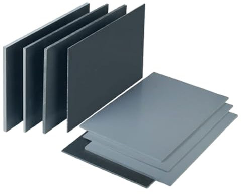 COYOUCO Panneau De Plastique en Feuille De PVC Gris, Panneau De Vinyle Rigide, Matériau Durable Léger pour Le Bricolage, L'artisanat, Épais 3-10Mm, Taille 100X100mm,100×100×3mm (5 pcs)