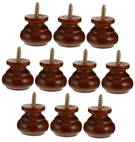 VILLFUL Pomelli in Legno Rotondi per Mobili da Cucina e Cassetti Design Autofilettante e Foro Singolo, 10 Pezzi Manopole Marroni Ergonomiche per Armadietti e Cassetti