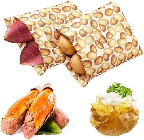 Microwave Potato Cooking Bags, Reusable Baked Potato Pouch, Microwave-Safe Fabric, 26x19x4 cm, Quick Cooking Kitchen Accessory, 2 Pack