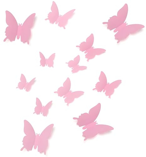 24er Pack rosa Schmetterling Wandaufkleber, 3 Größen, süße Mädchen Wanddeko für Babyzimmer, rosa Kinderzimmer Dekoration für Mädchen
