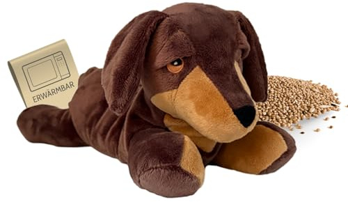Habibi Plush Wärmekissen/Stofftier f. Kinder und Erwachsene – 2045 Dackel mit Hirsefüllung, Wärmekuscheltier zum Erwärmen in der Mikrowelle/Backofen, ideal auch für Babys