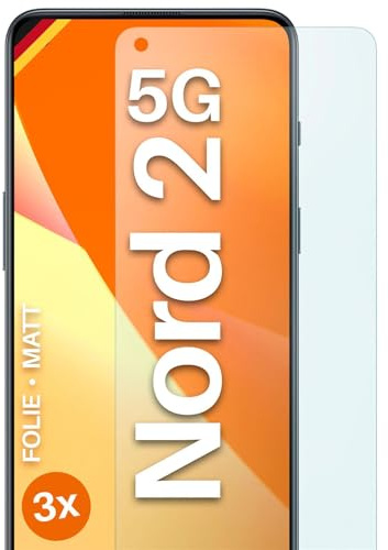 moex FlexProtect matte Schutzfolie für OnePlus Nord 2 5G Displayschutz Folie matt gegen Reflexionen, Anti Reflex Handyfolie mit Sonnenschutz, Kompatibel mit jeder Handyhülle, 3 Stück