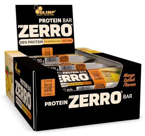 Olimp Proteinriegel ohne Zucker - 25 x 50g Protein Bar - Mango Splash | Powerbar Riegel Mr Zerro