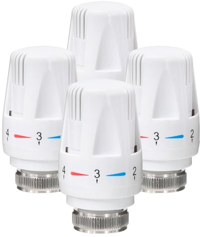 Valve Technik Thermostatkopf Heizkörperventil für Gewinde M30x1.5 (4 Stück) | Thermostatkopf Heizungsthermostat Heizkörperthermostat Heizungsregler für Büro und Zuhause
