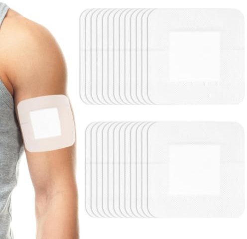 AOOWU Steriler Wundverband, 25 Stück 10 * 10cm Wundpflaster Steril, Selbstklebender Wundverband mit saugfähigem Pad, Akute Wundversorgung und Postoperatives Verbandsmaterial, Einzeln Verpackt