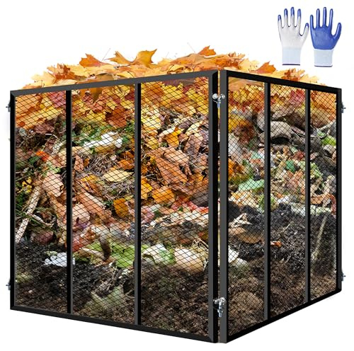 Large Compost Bin Outdoor - 172Gallon Metal Wire Mesh Compost Bins with Rust-Proof Coating, Easy to Assemble Square Garden Compost Bin for Yard Waste, Leaves & Kitchen Scraps, 37x37x30 Inches