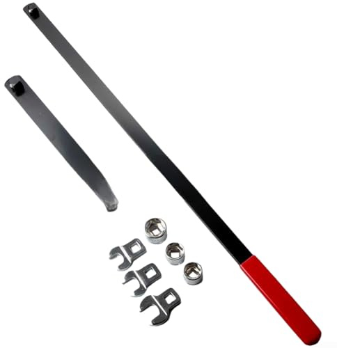 Feeshoppher Lot de 8 clés à poulie de moteur - 15 pièces - Kit d'outils de retrait de tendeur de courroie serpentine avec douilles courtes et clés à manche court - En acier à haute teneur en carbone