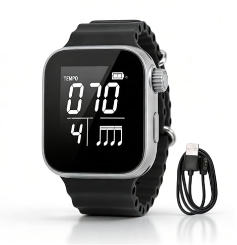VBESTLIFE Vibrierende Metronom-Uhr, Handgelenk-Metronom, 40–240 BPM Geschwindigkeit, Einstellbarer Puls, Tragbare Metronome für Anfänger, Musiker, Trainierende (BLACK)