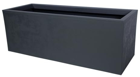 mgc24 Blumenkasten 79,5 x 29,5 x 29,5 cm Basaltoptik, anthrazit grau | Rechteckiger Pflanzkübel mit 57 L Volumen für Garten, Terrasse & Balkon | wetterfest, leicht & robust