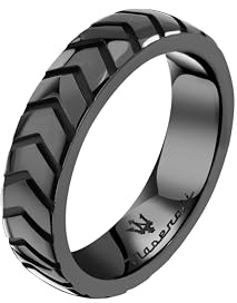 Maserati Herrenring aus Keramik, Schwarz, CERAMIC Kollecktion, Fischgrätmuster
