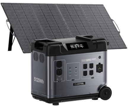 OUKITEL P5000 Plus Estacion de Energia Portatil 3600W con Panel de 200W, 5120Wh Generador Solar, Batería LiFePO4, 15 Porte, Power Station para Camping, Caravana y Emergencias