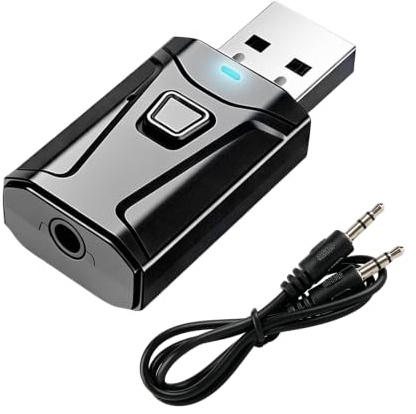 2-in-1 USB Bluetooth Adapter for TV and PC, Wireless Audio Transmitter Receiver Dongle for Car Home Stereo System Low Latency 5.0 Bluetooth Network Adapters for Headphones Speakers Plug and Play