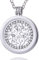 Morella Damen Halskette 70 cm Edelstahl mit Amulett und Coin 33 mm Zirkonia Ornament Silber im Schmuckbeutel