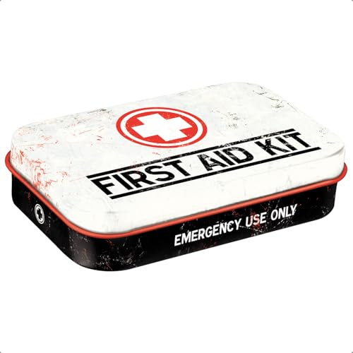Nostalgic-Art Retro Pillendose XL, 6 x 9,5 x 2 cm, First Aid Kit – Geschenk-Idee für Nostalgie-Fans, mit Pfefferminz-Dragees, Vintage Design