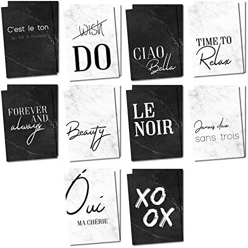 #detailverliebt 20er Postkarten-Set mit schönen Sprüchen I in schwarz-weiß I Spruch-Karten mit Marmor-Motiv I zum Beschriften und Verschicken I dv345