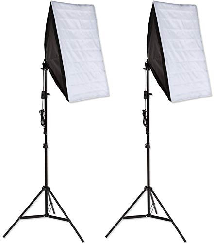 tectake 2X Kit de Softbox Iluminación Fotografía, Soporte Trípode Extensible, Luz Continua, 18 W 6500 K, Uso Universal, Foto Video Portaretratos, con Bolsa de Transporte