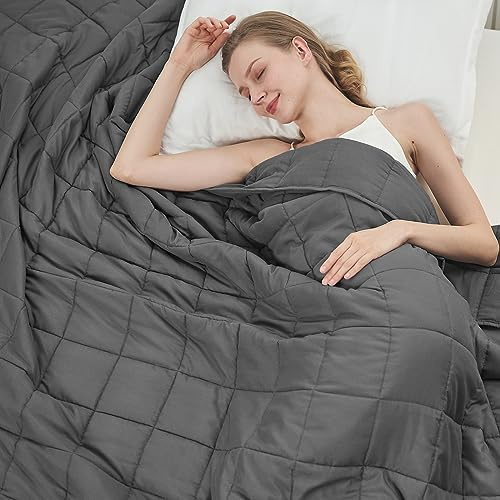 Weighted Blanket for Adults 20lbs, 48x72, Twin Full Size Cooling Heavy Throw Blanket for 180-220lbs, Microfiber Soft Thick Big Blankets Weighted Comforter Breathable Gifts for Sleeping, Grey