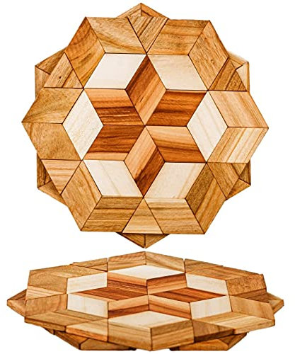 Natural Wood Trivets for Hot Dishes Set Sturdy 6'', Pots and Pans - 2 Eco Friendly Hot Pads for Kitchen Counter - Round Stand Dining Table Decor,Hot Plates to Protect - Wood Teapot Trivet Gifts