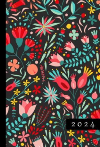 2024: A6 Kalender Mini Planer | 1 Woche auf 2 Seiten | Jan - Dez Wochenplaner | Soft-Cover Floral Muster | Kalenderbuch Terminkalender Organizer Wochenkalender Terminplaner Buchkalender Jahresplaner