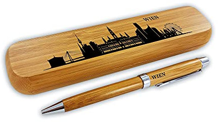 die stadtmeister Kugelschreiber-Set Bambus Skyline Wien/Vienna