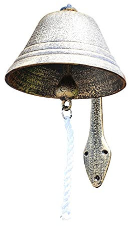 Rainai Gusseisen Türklingel/Dinner Bell, Vintage Outdoor Dinner Glocke Dekorativ, Französisch Cafe Eisen Türklingel, mit einem Langen Se, 14 x 11,5 cm