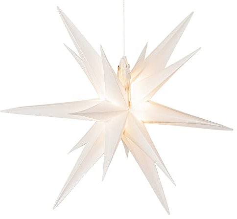 zeitzone 3D Leuchtstern Weiß Weihnachtsstern LED Beleuchtet Timer Innen und Außen 30cm