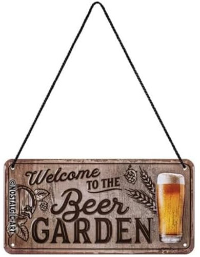 Nostalgic-Art Targa da appendere, Welcome to Beer Garden – Idea regalo per amanti della birra, in metallo, Design retrò per decorazione, 10 x 20 cm