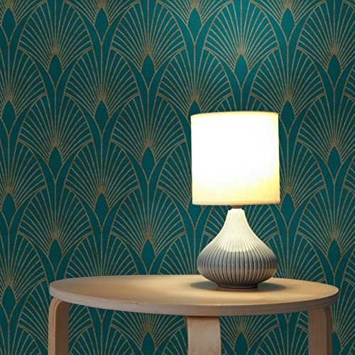 TADESSI Tapete Grafik Domenico M1-No.433 Vliestapete Blau Gold Art Deco Tapete für Wohnzimmer Schlafzimmer Küche
