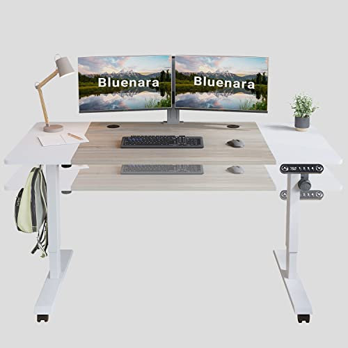 Bluenara Schreibtisch Höhenverstellbar Elektrisch 160 x 76cm Stehpult mit Memory-Steuerung und Anti-Kollisions Technologie mit Tischplatte 2-Fach-Teleskop Stehschreibtisch