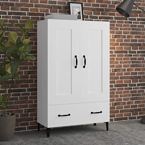 WIFESE Highboard Weiß 70x31x115 cm Modernes Sideboard Kommode KüChenschrank Komodenschrank Kommode Flur Sideboard Schlafzimmer Unterschrank KüChe Flurschrank Schmal