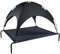 ANWA Raised Dog Bed with UV Protection Canopy Medium Size 37 L x 26 W x 30 H, Waterproof Portable Pet Cot Outdoor Use, Elevated Dog Bed with Breathable Mesh