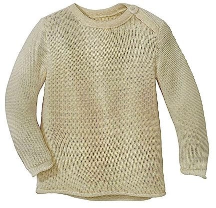 Disana Melange-Pullover, 100% Bio-Merinowolle GOTS, IVN Best | mit Knopfverschluss am Kragen | Baby Kleinkind Kind Unisex | Made in Germany | Natur Gr. 50-56