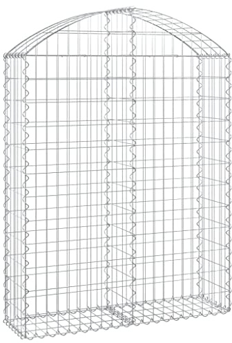 vidaXL Gabione mit Hochbogen 100x30x120/140 cm Verzinktes Eisen