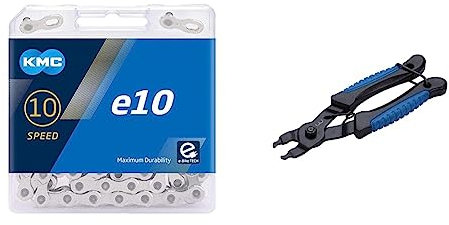 KMC Unisex – Erwachsene e10 Silver E-Bike 10-Fach Kette 1/2 x11/128, 122 Glieder, Silber & BBB Cycling LinkFix Kettengliedzange für Fahrräder, BTL-77