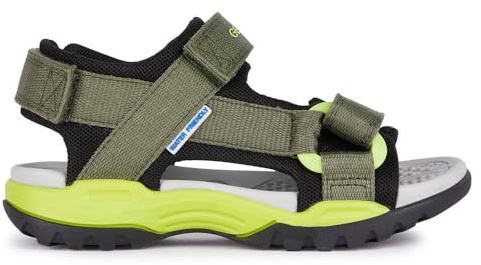 Geox J Borealis Boy E Sandal, Military/Lime, 29 EU
