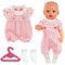 Aolso Puppenkleidungsset, 14–18 Zoll Puppenkleidung = Strampler + Socken + Kleiderbügel, Puppenzubehör passend für 35–45 cm (Overalls-Rosa)