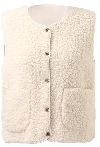 KBOPLEMQ Gilet da donna lungo in pelo, in pelliccia sintetica, per l'inverno, caldo, senza maniche, da donna, in pile, comodo, cardigan, alla moda, per attività all'aria aperta