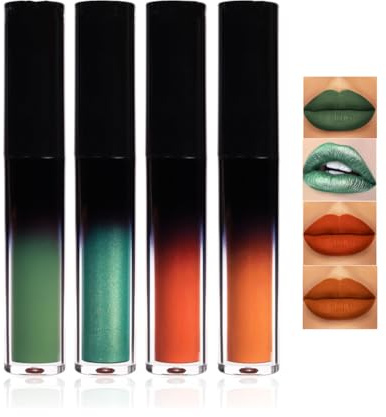 Matte Gothic Lipstick, Cosplayvampire Mouth Lipstick, 4 Colors Matte Liquid Lipstick Nude Sets, Rose Tear Off Lip Glaze Finish, Lipsticks For Women Long Lasting (B)