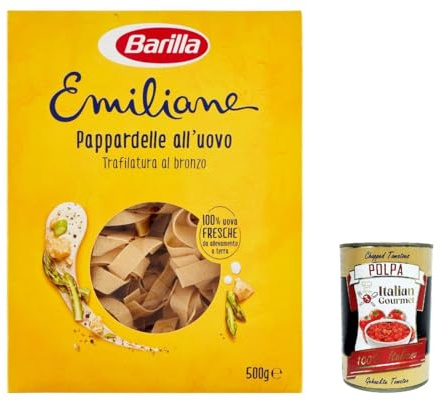 Italian Gourmet Le Emiliane Pappardelle Pasta all'Uovo Eiernudeln 3 x 500g | Sfoglia porosa e rau, ideale per Ragù, Pilze, Bratenfonds und cremige, Gesamtnettogewicht 1,5 kg + Kostenlos Polpa 400g