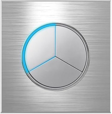 Interruptor de luz de pared con botón pulsador de 2 vías, indicador LED de luz de paso de vidrio (aluminio gris, 3 bandas, 2 vías)