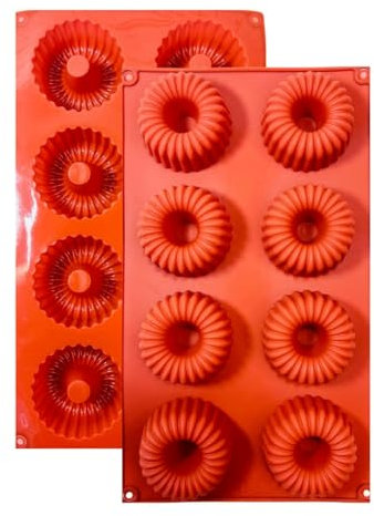 1 Moule en Silicone, 1 Mini Moule Couronne avec Revêtement Antiadhésif, Moule en Silicone Pâtisserie pour Muffins, Brownies, Gâteaux, Pudding, Glaçons, Gelée, Quiches (29 x 17 cm) – 8 cavités