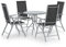 NITCA Balkonmöbel Set Alu Sitzgruppe Garten Essgruppe 4 Personen Gartenmöbel Set mit 4 Gartenstuhl Klappbar Gartenmöbel Essgruppe Gartengarnitur Sitzgarnitur Gartentisch Rund Silbern