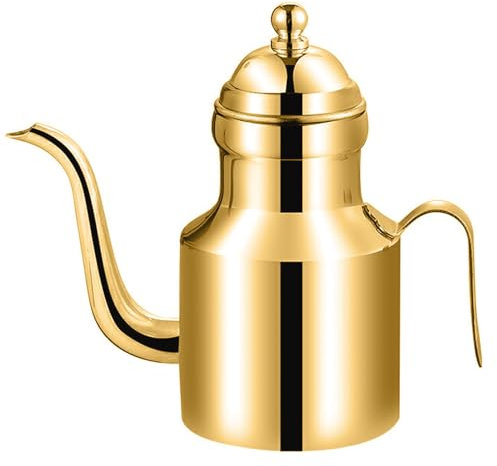 Stainless Steel Oil Dispenser,Oil Dispenser Oil Bottles for Kitchen 11 Oz Olive Oil Dispenser Kitchen Oil Drizzler Bottle with Drip Spout Oil Can Vinegar Jug Sauce Grease Storage Can Golden