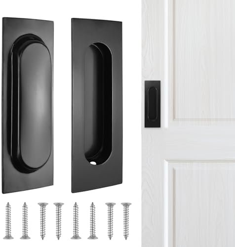 Uvilpa 4 Pack Recessed Sliding Door Handle, 120mm Flush Pull Handle, Flush Door Handles, Matte Black Drawer Pulls, Pocket Door Handles, for Cupboard, Wardrobe, Kitchen