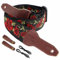 Nefelibata Banjo-Gurt, 2 breit, Vollnarbenleder Jacquard bestickt, verstellbarer Ersatz, Gitarrengurt mit Kopfplatten-Seil und Leder-Stirnband (große rote Stickerei)