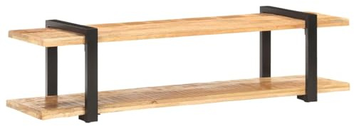 Gecheer Meuble TV Industriel en Bois de Mangue Brut - Style Unique et Stable
